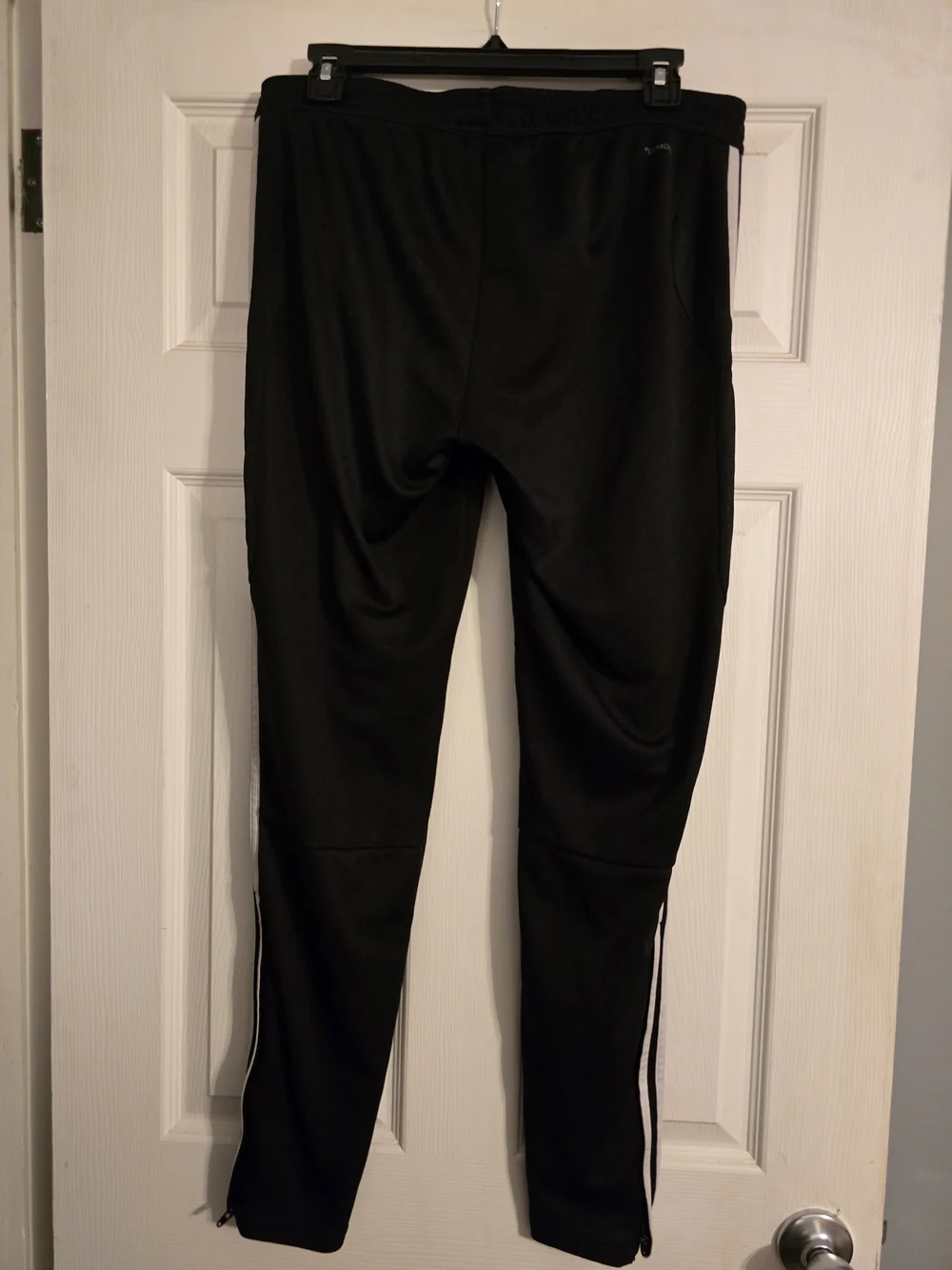 Adidas Mens Black Athletic Track Pants with White Side Stripes